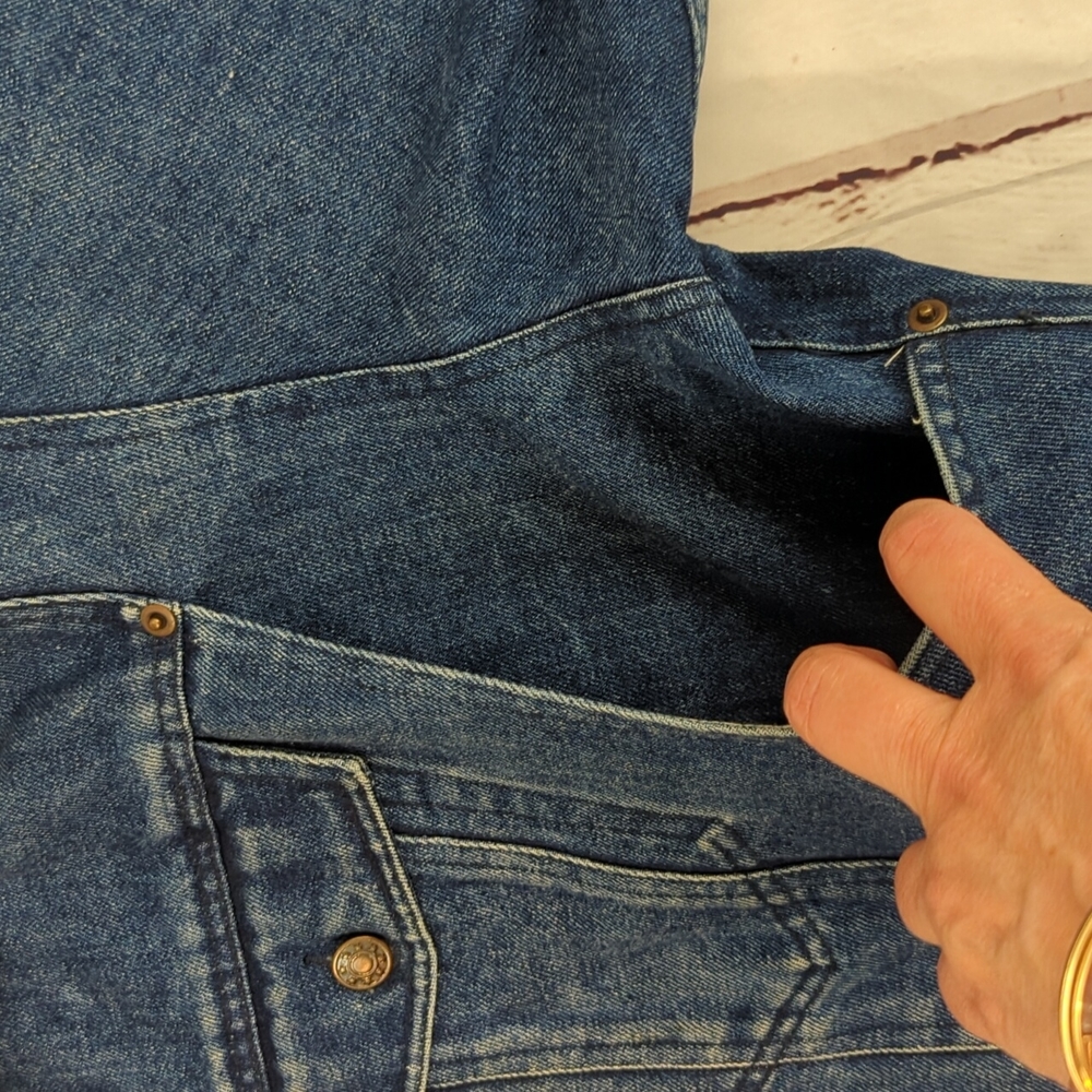 Vintage Nuggetswear oversized cropped blue denim jean jacket, sz Med - Picture 5 of 16